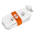 Удължителен кабел 2 гнезда + 2xUSB 1,4 м бял