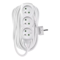 Удължителен кабел 3 гнезда 10 м бял
