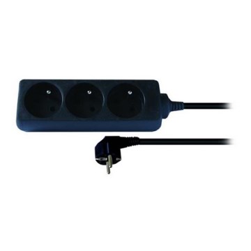Удължителен кабел 3 гнезда 2м черен