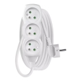 Удължителен кабел 3 гнезда 3м бял