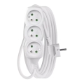 Удължителен кабел 3 гнезда 5 м бял
