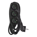 Удължителен кабел 3 гнезда 5 м черен