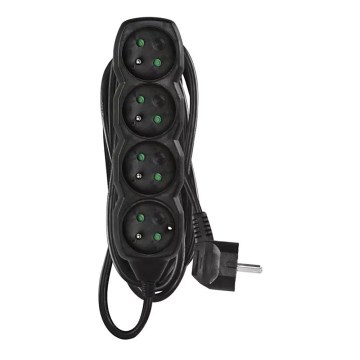 Удължителен кабел 4 гнезда 5м черен