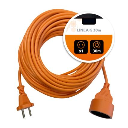 Удължителен кабел LINEA G, 1 гнездо, 30 м, оранжев