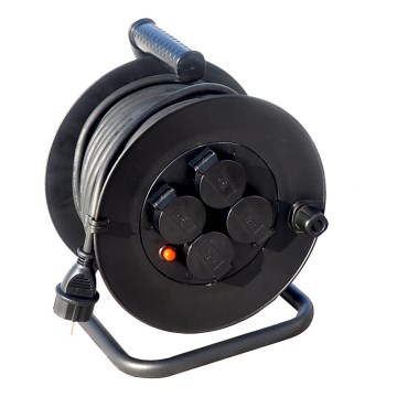 Удължителен кабел на макари 25м черен IP44