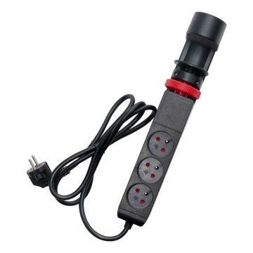 Удължителен кабел с щипка за бюро, 3 гнезда, Тип E + 2x USB-A + 1x USB-C, 1,5 m, черен