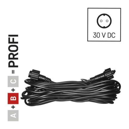 Удължителен кабел за външна употреба за свързване на гирлянди 10 m IP44 черен