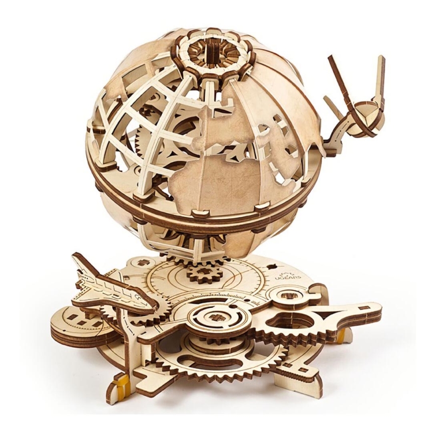 Ugears - 3D дървен механичен пъзел Глобус