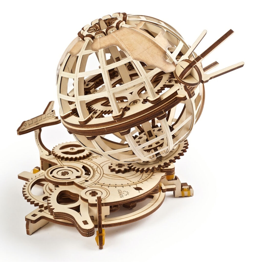Ugears - 3D дървен механичен пъзел Глобус