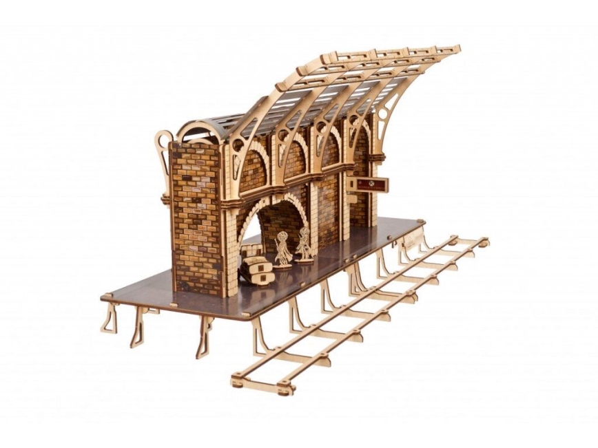 Ugears - 3D дървен механичен пъзел Harry Potter влакова платформа