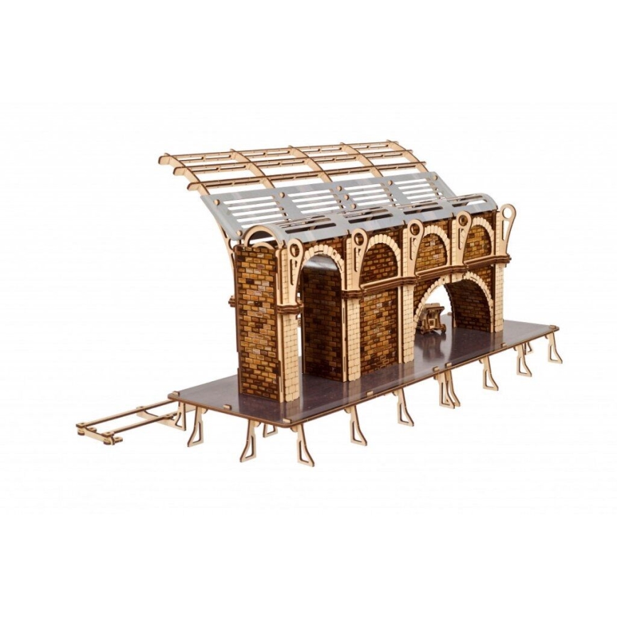 Ugears - 3D дървен механичен пъзел Harry Potter влакова платформа
