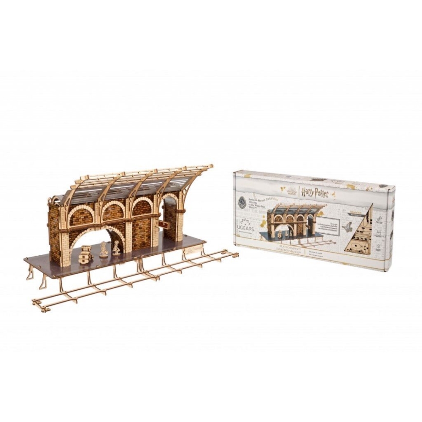 Ugears - 3D дървен механичен пъзел Harry Potter влакова платформа