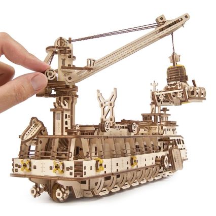 Ugears - 3D дървен механичен пъзел Изследователски кораб