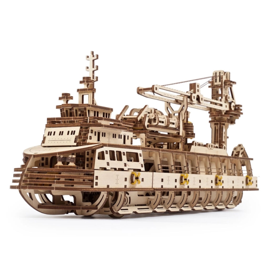 Ugears - 3D дървен механичен пъзел Изследователски кораб