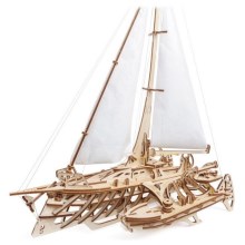 Ugears - 3D дървен механичен пъзел Платноходка Merihobus тримаран