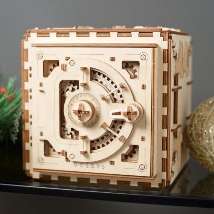 Ugears - 3D дървен механичен пъзел Сейф