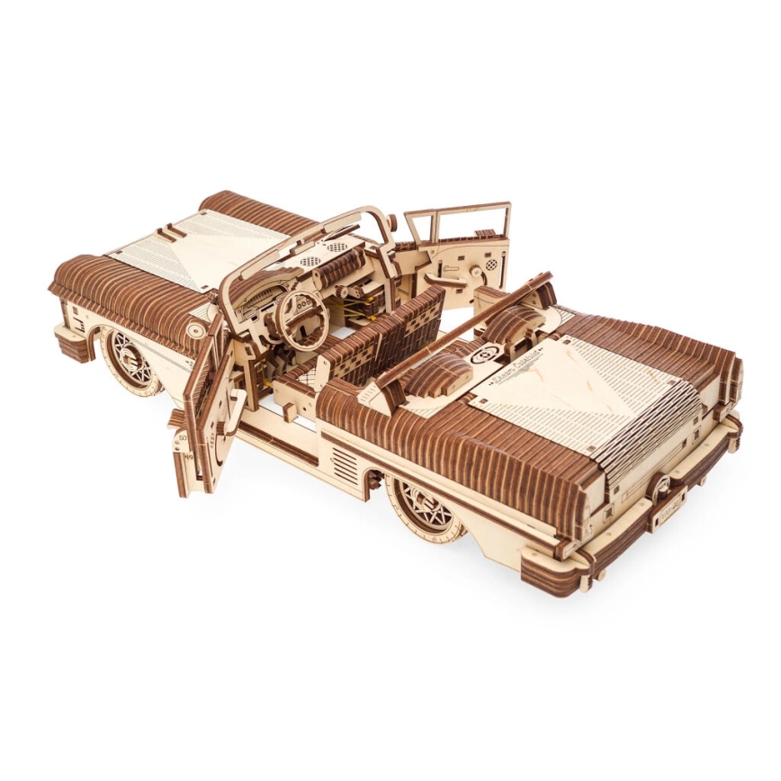Ugears - 3D дървен механичен пъзел Кабриолет