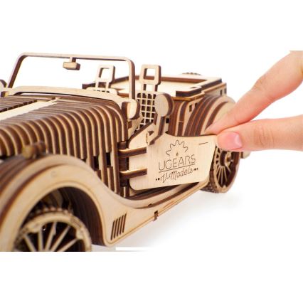 Ugears - 3D дървен механичен пъзел Кола роудстър