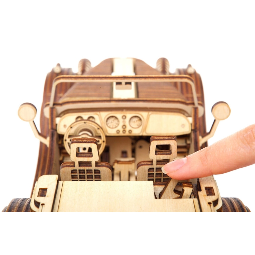 Ugears - 3D дървен механичен пъзел Кола роудстър