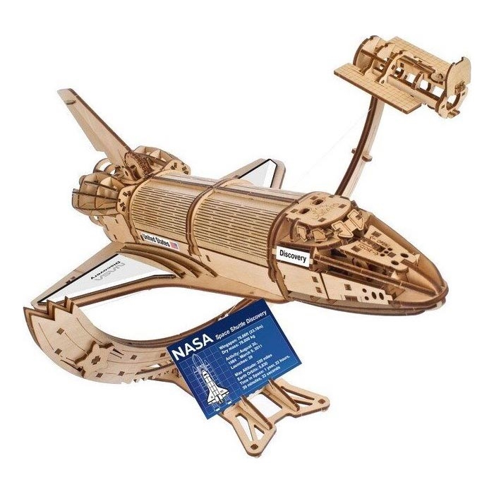 Ugears - 3D дървен механичен пъзел Космическа совалка на НАСА