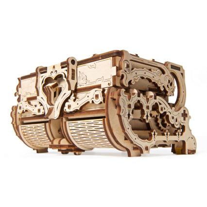 Ugears - 3D дървен механичен пъзел Антикварна кутия за бижута