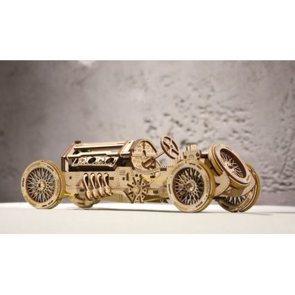 Ugears - 3D дървен механичен пъзел U9 Кола Grand Prix