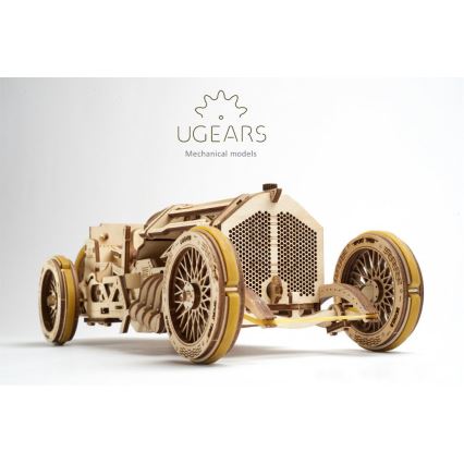 Ugears - 3D дървен механичен пъзел U9 Кола Grand Prix