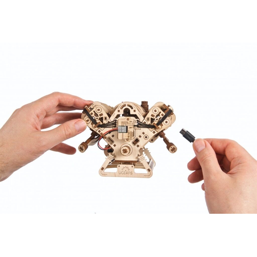 Ugears - 3D дървен механичен пъзел V8 двигател