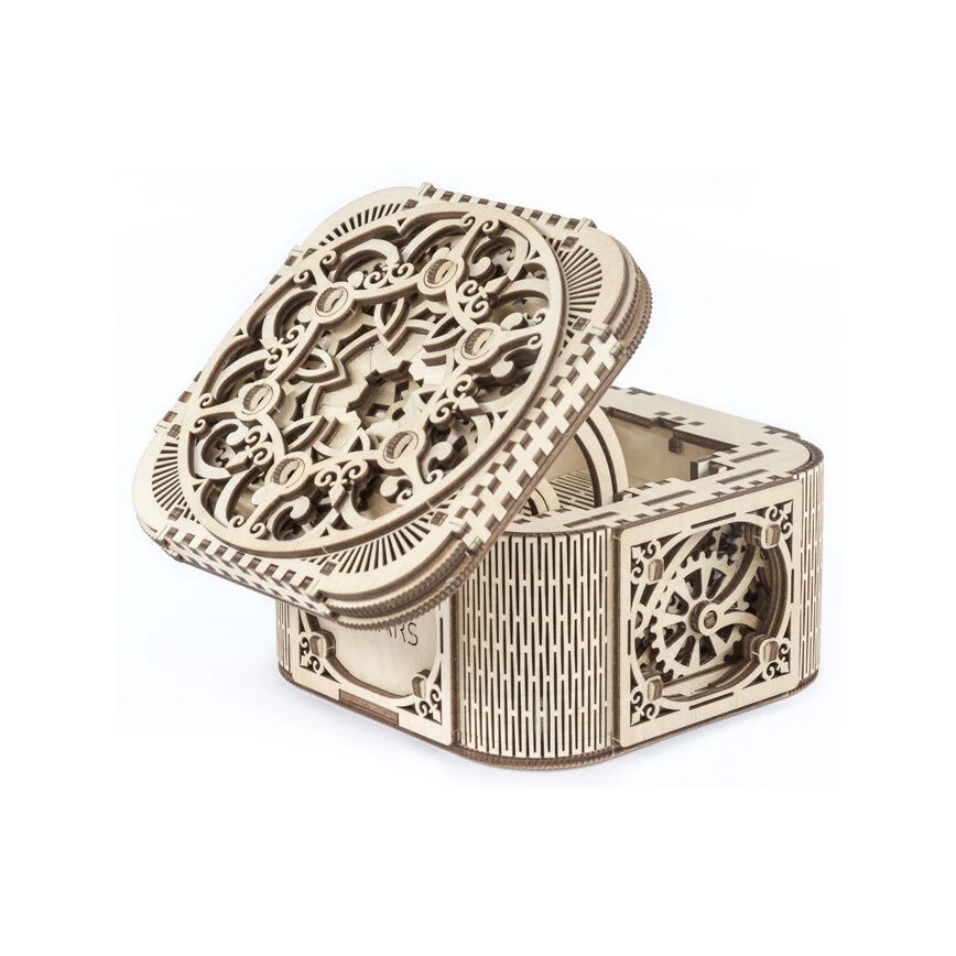 Ugears - 3D дървен механичен пъзел Кутия за бижута