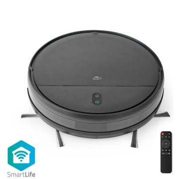 Умен роботизиран прахосмукач с моп 28W/2500 mAh Wi-Fi черен + дистанционно управление