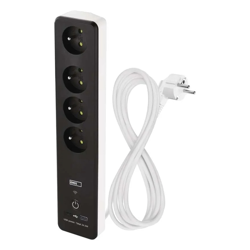 Умен удължител с ключ GoSmart 4Z + 1xUSB-A + 1xUSB-C 2 м Wi-Fi Tuya