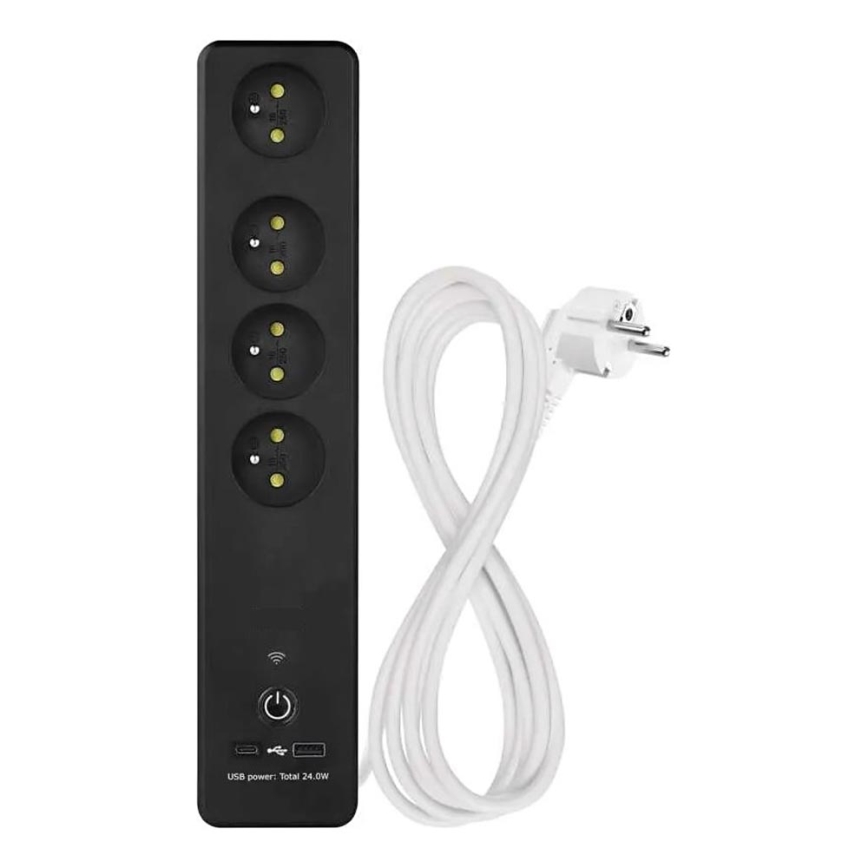 Умен удължител с ключ GoSmart 4Z + 1xUSB-A + 1xUSB-C 2 м Wi-Fi Tuya