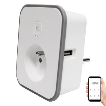 Умен контакт с измерване на консумацията 3680W/230V + 2xUSB/12W/5V Wi-Fi