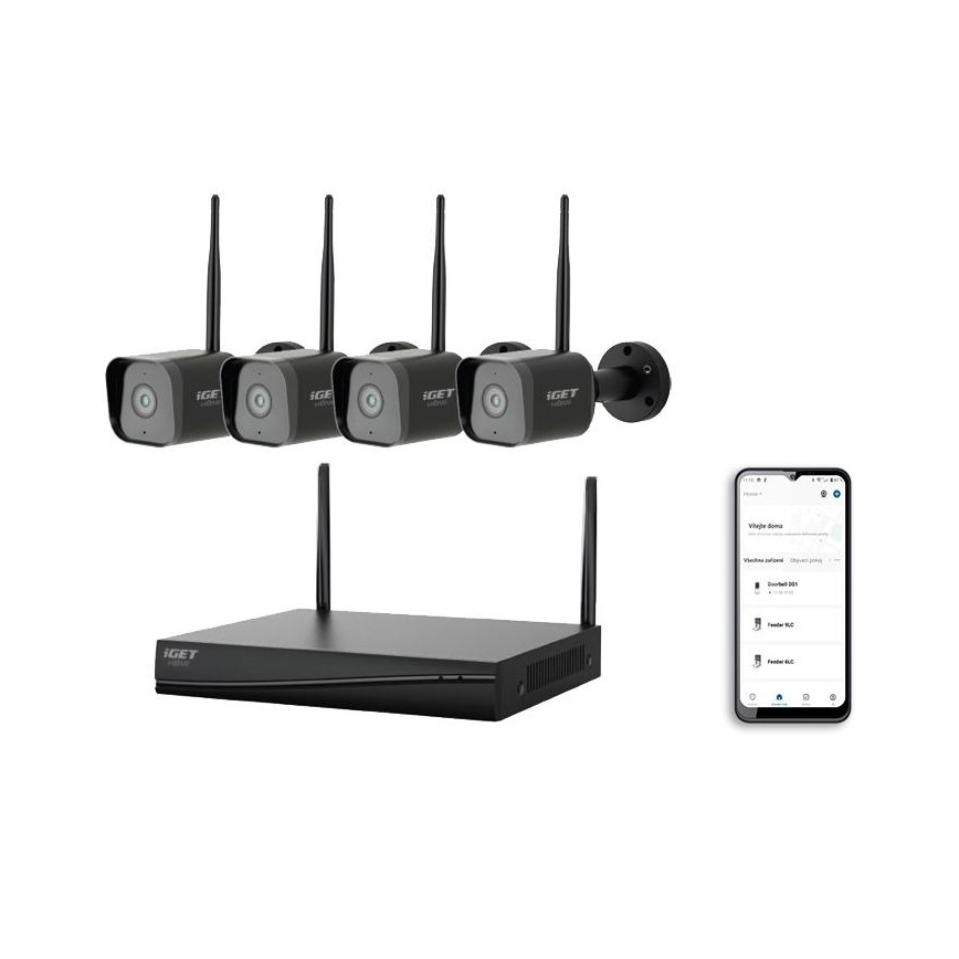 Умна система за видеонаблюдение + 4 камери с 2K+ сензор, 12V, IP65, Wi-Fi, Tuya