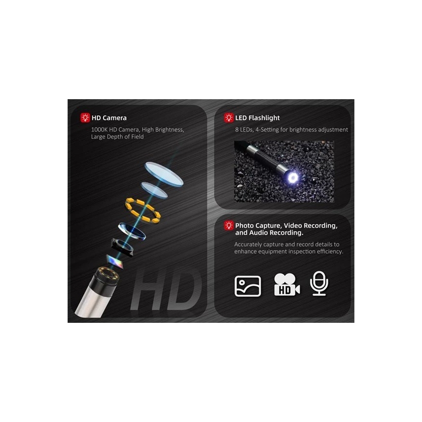 Uni-T UT663B - Ендоскоп 3,7V 3000 mAh IP67 3m