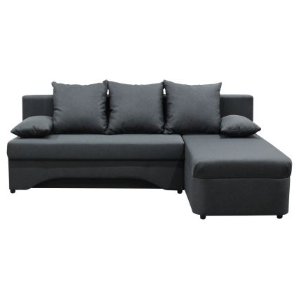 Универсален разтегателен ъглов диван с вградено място за съхранение, L-образен ALMEIDA, антрацит