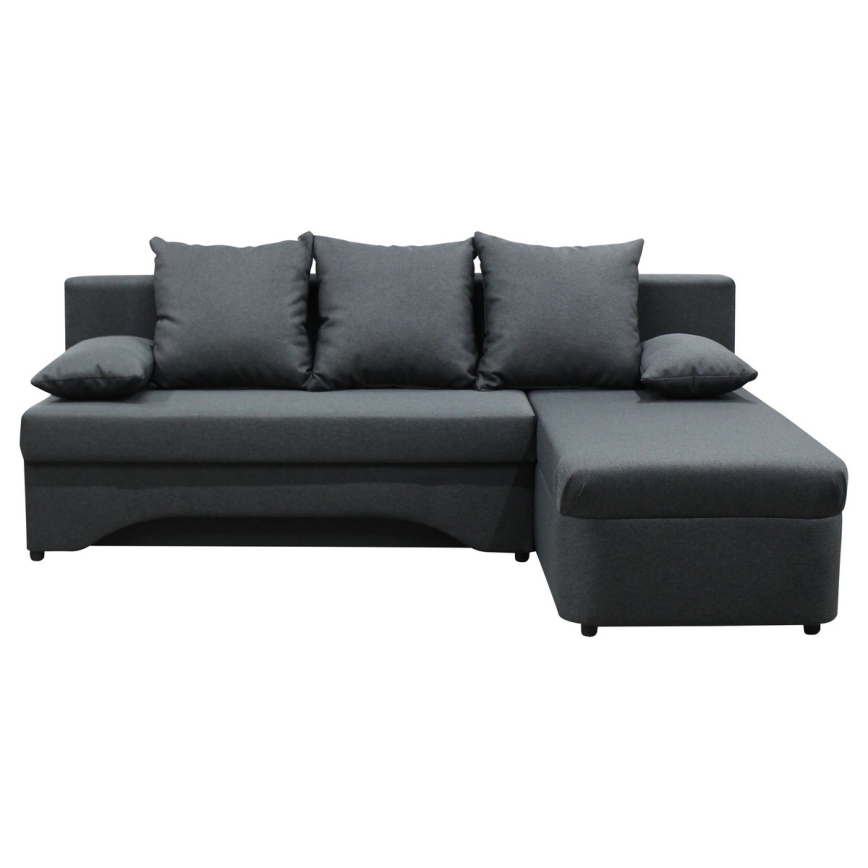 Универсален разтегателен ъглов диван с вградено място за съхранение, L-образен ALMEIDA, антрацит