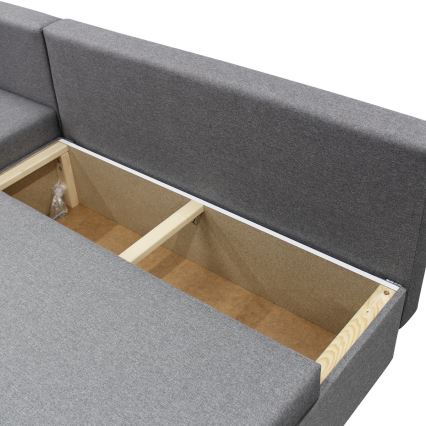 Универсална разтегателна ъглова холна гарнитура ALMEIDA с ракла, L-образна, сива