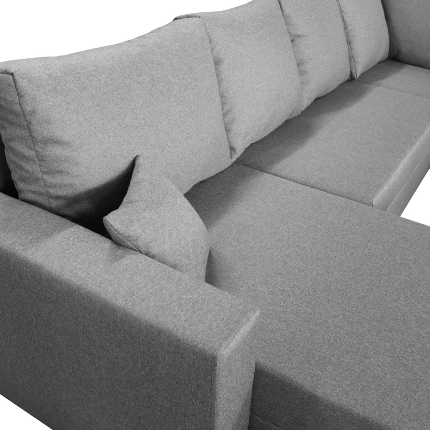 Универсален разтегателен U-образен ъглов диван SEYA с вместително място за съхранение, сив