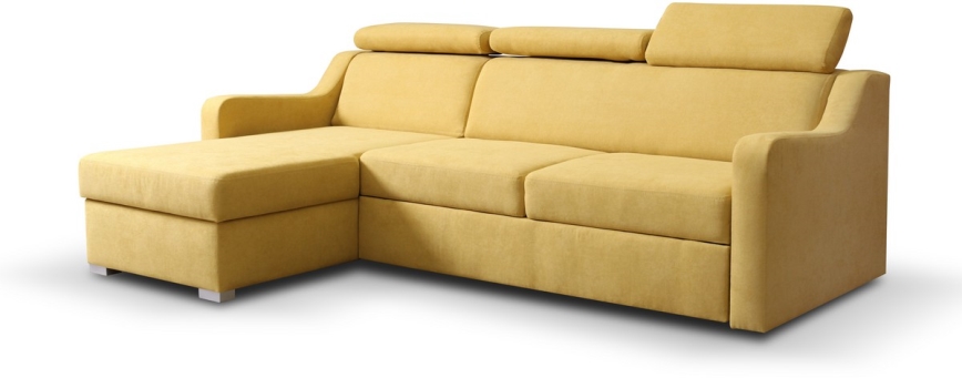 Универсален разтегателен ъглов диван с ракла PORTO жълт