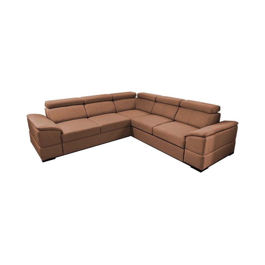 Универсален ъглов разтегателен диван с ракла GRANADA, кафяв