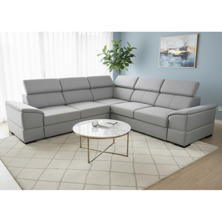 Универсален ъглов разтегателен диван с ракла GRANADA, сив