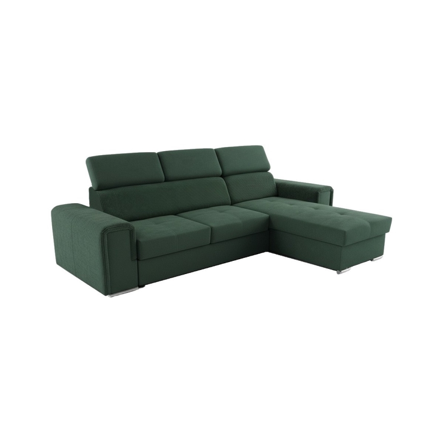 Univerzální ъглов разтегателен диван тип L с ракла SALVADA zelená