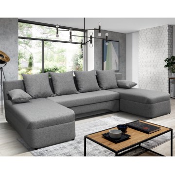 Универсална разтегателна U-образна ъглова холна гарнитура ALMEIDA с място за съхранение, сива