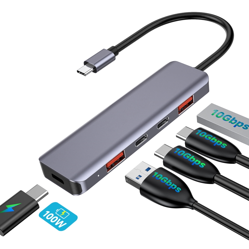 USB-C хъб 5 в 1 с Power Delivery 100 W