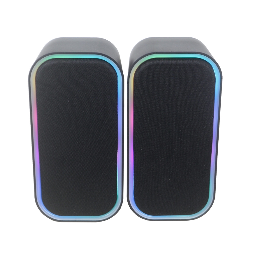 USB Тонколони с RGB подсветка 2x3W/5V черен