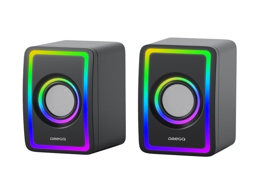 USB Тонколони с RGB подсветка 2x3W/5V черен