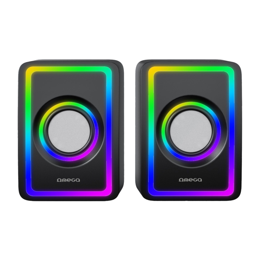 USB Тонколони с RGB подсветка 2x3W/5V черен
