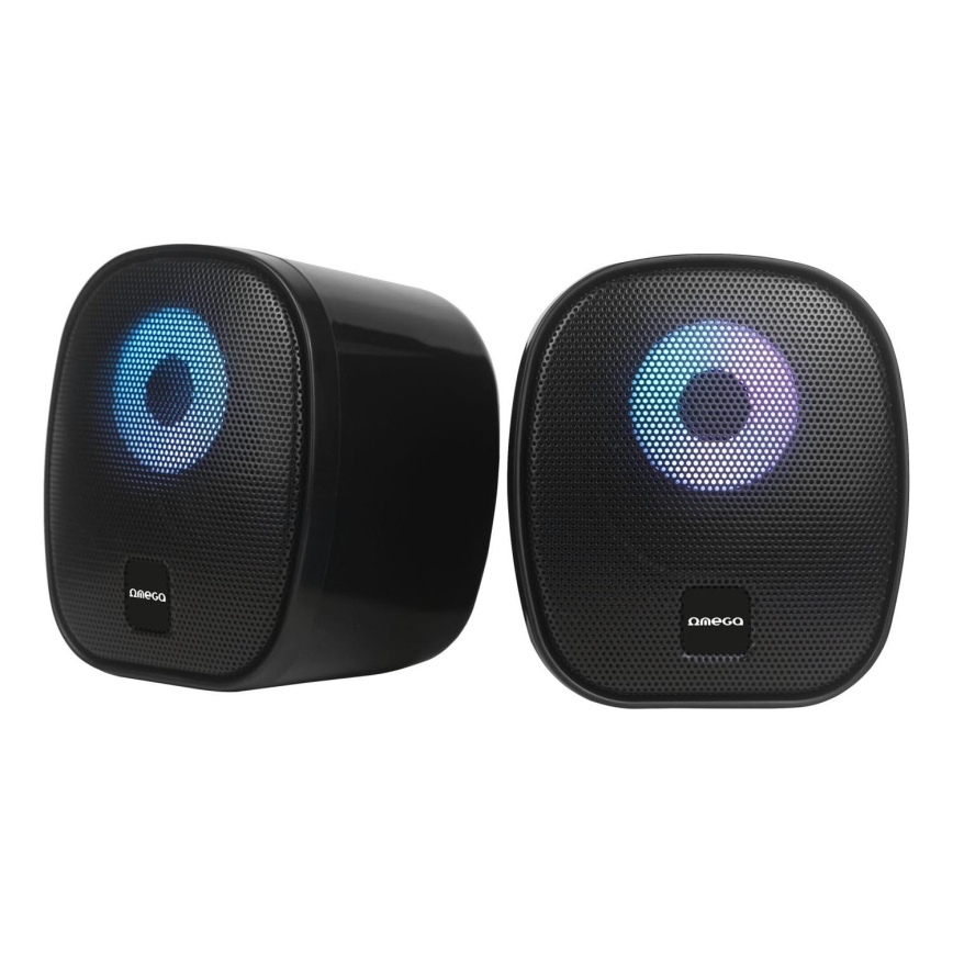USB Тонколони с RGB подсветка 2x3W/5V черен