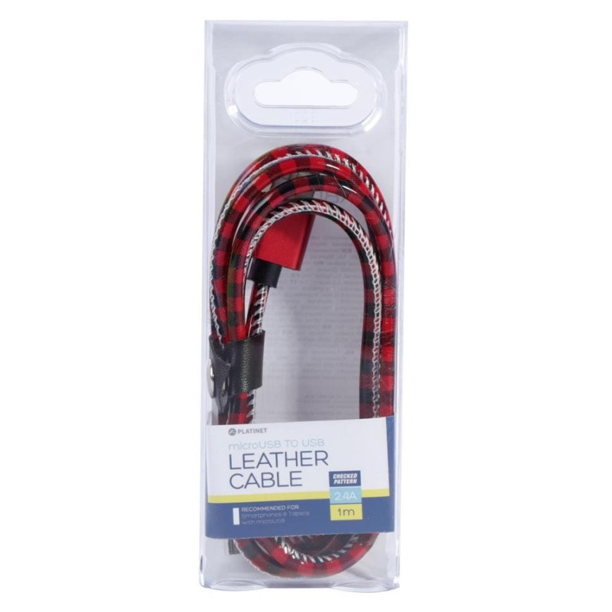 USB кабел USB A / Micro USB конектор 1м червен